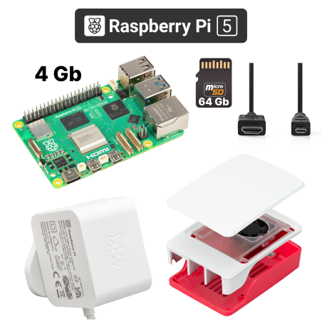 Kit Raspberry Pi 5 4 Go Rood/Wit - Single-board computer met stijl