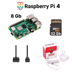 Raspberry Pi Essential Kit - Raspberry Pi 4 Model B 8GB, Official Power Supply, 32GB Micro SD Card, HDMI Cables