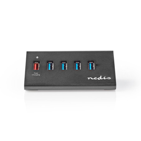 Nedis USB Hub 5-Poorts QC3.0 / USB 3.2 Gen1 - Zwart