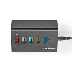 Nedis USB Hub 5-Poorts QC3.0 / USB 3.2 Gen1 - Zwart