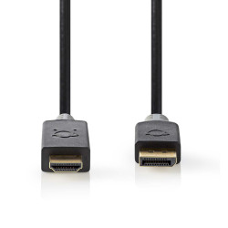 Câble DisplayPort vers HDMI - 2 m, 4K@30Hz, Plaqué Or, Anthracite