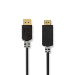 Câble DisplayPort vers HDMI - 2 m, 4K@30Hz, Plaqué Or, Anthracite