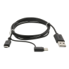Câble USB 2.0 USB A Mâle - USB Micro-B / USB-C Male 1 m Noir