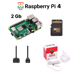 Kit Raspberry Pi Essential - Raspberry Pi 4 Model B 2 Go, Officiële Voeding, Micro SD 32 Gb, HDMI Kabels
