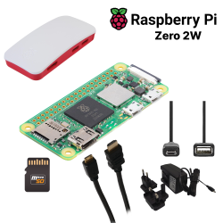 Kit Raspberry Pi Zero 2W - Carte Compacte, Adaptateur, Boîtier, Carte Micro SD 64 Go, Alimentation, Câble HDMI