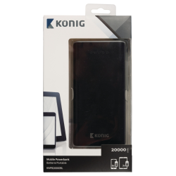 König Draagbare Powerbank 20000 mAh USB Zwart