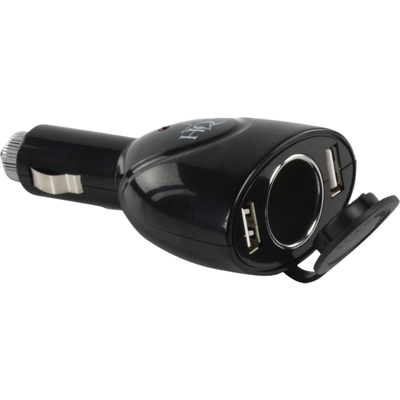 Universal dual USB car charger with 12V socket